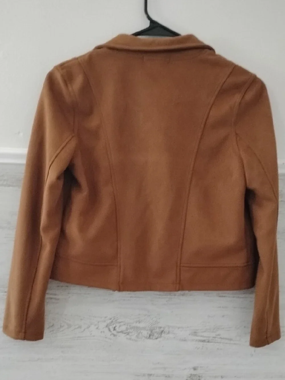 Girls Chelsea & Violet Cropped Moto Jacket in Camel Brown